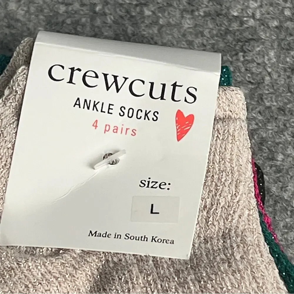Crewcuts Girls Multi-pack Assorted Four Pairs Ankle  Socks Accessories   Sz L